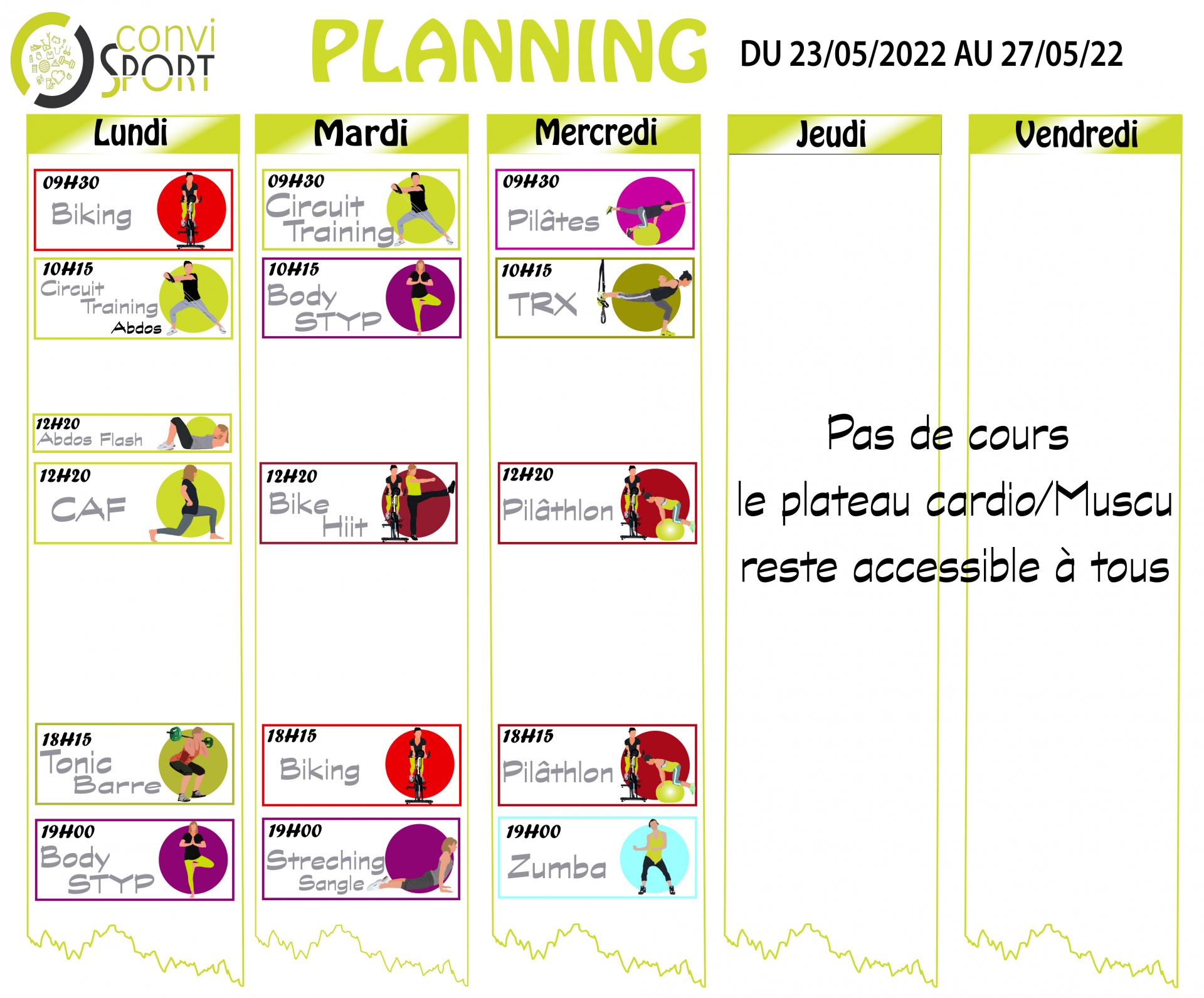 Planning 23 05 au 27 05